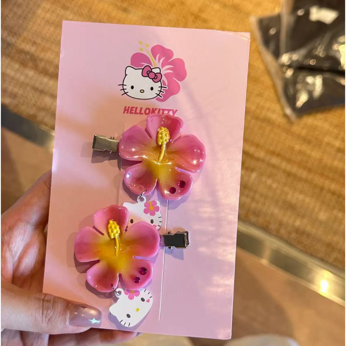 Clip In Hair Piece - 카와이 산리오 헬로 키티 꽃 머리핀