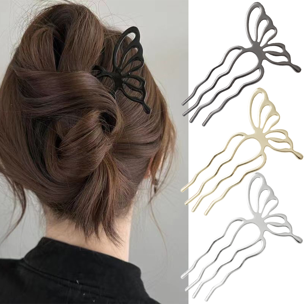 한국식 나비 모양 헤어 스틱 헤어 번 빗 클립 메탈 헤 - Hair Care Ingredients 리뷰 및 가격