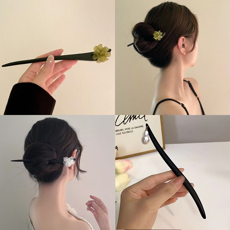 빈티지 중국 스타일 나무 꽃 머리 스틱 여성을위한 진주 - Hair Care Ingredients 리뷰 및 가격