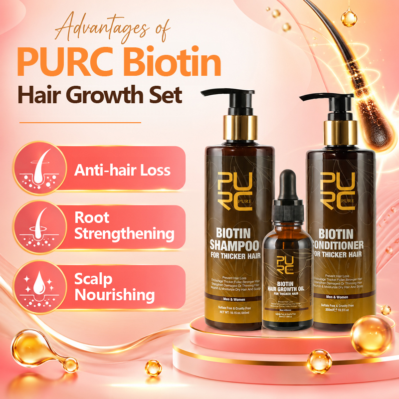 PURC 비오틴 헤어 성장 오일 샴푸 컨디셔너 세트 케 - Hair Care Keratin Treatment 리뷰 및 가격